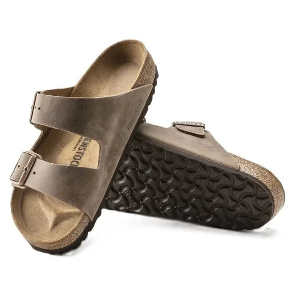 Birkenstock Unisex Arizona Oiled Leather Tabacco Brown Sandal Hard Footbed